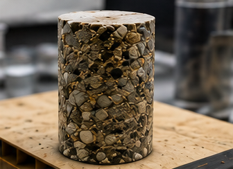 Concrete test cylinder used to verify material strength