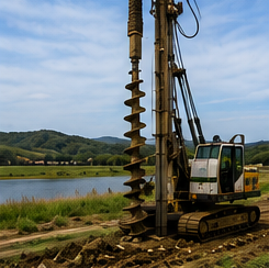 Geotechnical drill rig performing a subsurface boring near a river site