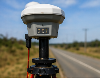 GNSS survey rover set up for a title survey