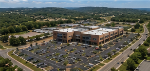 Aerial view of a Hill Country commercial site