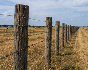 Ranch fence line marking a Hill Country property boundary