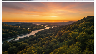Aerial view of a Texas Hill Country river at sunset