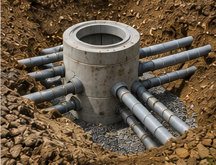 Precast utility vault installed underground during construction